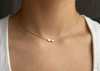 Duo Slider Necklace, Mixed Metals